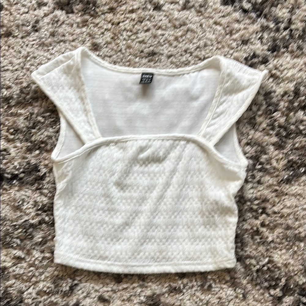White Knit Crop Top